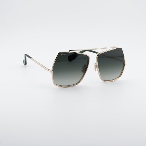Max Mara MM0102 32P Sunglasses Gold Butterfly Frame, Green Gradient Lenses